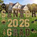 Xuhal 20 Pcs Class of 2026 Graduation Yard Signs 15.7 Inch Large Black and Gold Glitter Senior Grad Lawn Decorations with Stakes Waterproof Outdoor Celebration Decor and Photo Backdrop