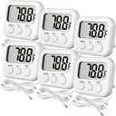 Kingdder 6 Pack Digital Thermometer with Magnetic Back External Sensor Fridge Thermometer Freezer Waterproof Room Temperature Monitor with LCD Display, Max/min Record Function for Kitchen Aquarium