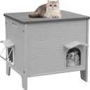Plastic Cat House Outdoor & Indoor, Feral Cat Houses with Escape Door, Waterproof Outdoor Cat House for Feral Cats, Outside Cat Shelter for Small Pet, Assemble Easily-Grey