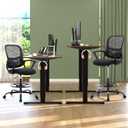 DUMOS Drafting Chair - Counter Height Adjustable Tall Office Desk Chair with Fixed Armrests and Comfortable Lumbar Support for Standing Desk, Deep Black