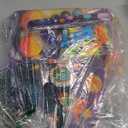 Meooeck 90 Pcs 16 x 12 x 3 Rocket Ship Piata with Blindfold Piata Stick Confetti Set, Outer Space Party Favors Include Slap Bracelet Sticker Bouncy Ball Flashlight Keychains