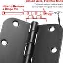30 Pack Rounded Matte Black Door Hinges 3.5 Inch 5/8" Radius Interior 3 1/2" Flat Iron Bifold Residential Standard Bedroom Indoor for Doors 3 "Hardware Control House Home Decor Essentials Accessories