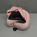 Travel Pillow with Extra Large Hood for Airplane Long Flights Privacy and Comfort Memory Foam with Velvet Cover for Road Trip Head&Neck Support for Plane Office Cars Sleeping & Rest (Pink)