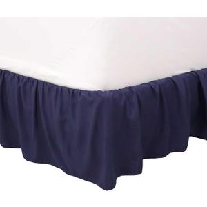 Martex Queen Ruffle Bed Skirt | Easy Fit Bed Skirts | Microfiber Bed Skirt | 15 Inch Drop | Hotel Quality Bedskirt | Navy