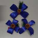 Christmas Decorations, Set of 3 Christmas Lighted Gift Boxes, Pre-lit 60 LED Light Up Present Boxes Warm White Xmas Ornaments for Indoor Outdoor Yard Lawn Home Decor (Blue Bow)