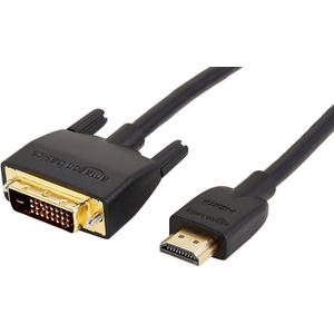 Amazon Basics HDMI to DVI Adapter Cable, Bi-Directional 1080P, Gold-Plated Connectors, 3 ft/0.9 m, Black