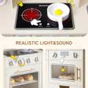 besrey Play Kitchen for Kids, Wooden Kids Play Kitchen Playset with Real Lights & Sounds, Toddler Toy Kitchen with Fun Cookware Accessories, Pretend Play Kitchen Gift for Age 3+