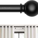 Curtain Rod for Windows 18-45 Inch, Black 5/8 Inch Small Window Treatment Rods, Short Adjustable Splicing Drapery pole, Matte Black