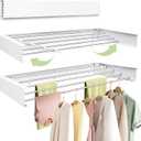 Wall Mounted Drying Rack 31.5'', Foldable Wall Clothes Drying Rack, Space Saving Laundry Drying Rack, Heavy Duty Clothes Drying Rack 5 Rods, Collapsible Clothing Rack for Bathroom Balcony, Large