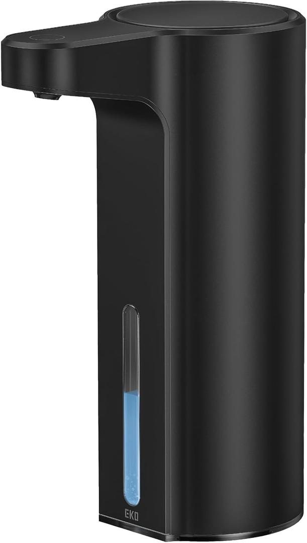 EKO Aroma 9 fl oz Automatic Liquid Soap Dispenser, Rechargeable & Water-Resistant Soap Dispenser for Kitchen and Bathroom with Adjustable Volume Control (Matte Black Steel)