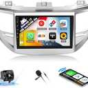 SIXWIN 4G+64G Android 13 Car Stereo for Hyundai Tucson 2015-2018 9 Inch Touch Screen with CarPlay Android Auto Mirror Link UI Bluetooth FM GPS Navigation WiFi FM SWC Shot Cut Backup Camera MIC