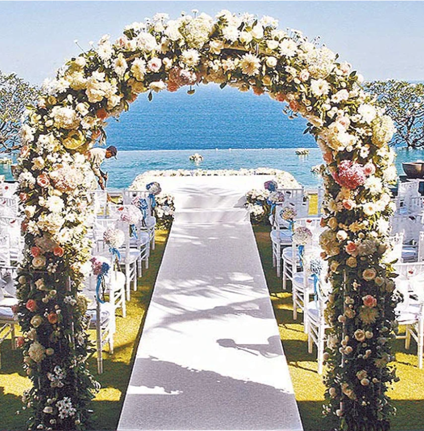 Metal Garden Arch,7.8 Feet High x 5.5 Feet Wide Sturdy Metal Arbor with Sharp Ends for Climbing Vines and Plants,Weddings Quinceaneras Party Decoration
