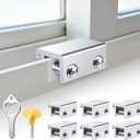 Sliding Window Locks (6 Sets), Security Window Locks with Keys, Adjustable Aluminum Sliding Window Stops, Easy Installation Without Drilling, for Vertical and Horizontal Sliding Windows (Silver)