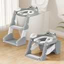 Potty Training Seat, Toddler Toilet Seat for Little Boys Girls, Potty Training Toilet with Urinals, Toddler Step Stool Ladder and Splash Guard (Gray)