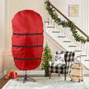 3 x ZOBER Upright Christmas Tree Storage Bag With Drawstring Hem- Fits 7.5 Ft Trees - Oxford Waterproof Fabric Christmas Tree Bag For Storage Box For Xmas - Strong, Durable Straps & Handles - Red