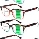 CLASAGA Progressive Multifocus Reading Glasses for Women Men, Blue Light Blocking Multifocal Computer Readers Eyeglasses (4 Mix#)