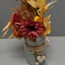 Artificial Flowers with Vase, Faux Silk Flowers Arrangement in Vase, Rustic Home Office Decorations, Farmhouse Dining Table Decor, Coffee Table Centerpiece, Fall Table Plant Decor (Autumn Red Yellow)