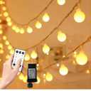 RaThun 49.2ft Globe String Lights with 16ft Extended Lead & Stable Remote - 100 LED Warm White, 8 Distinct Modes, IP44 Waterproof, UL Certified, Linkable for Indoor Outdoor Wedding Party Decor