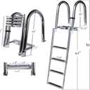 4 Step Pontoon Boat Ladder, 316 Stainless Steel Folding Telescoping Ladder Rear Entry Inboard Ladders All Welded Reinforce Heavy Duty Swim Deck Ladder Wide Steps Safe Handrails