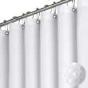 Dynamene Extra Long Shower Curtain,96 Inch Long Waffle Weave Heavy Duty Thick Fabric Bathroom Shower Curtain, Neutral Weighted Hotel Bath Curtain Set with 12 Plastic Hooks,72x96, White