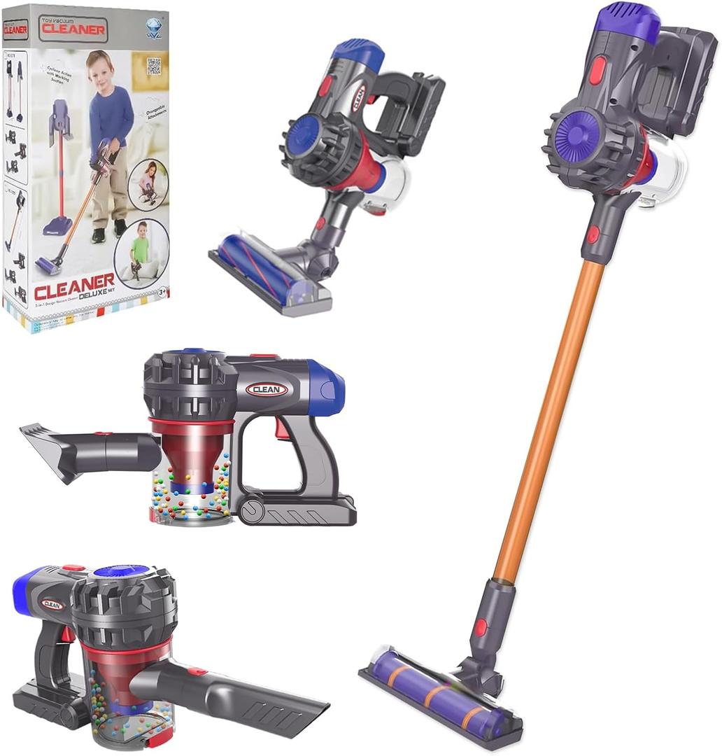 Kids Cleaning Toy Set  4-in-1 Kids Vacuum That Really Works, Cordless Vacuum Interactive & Officially Licensed Toy Joyanksd Vacuum for Children Aged 3+ Realistic Role-Play Fun