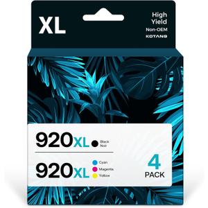920XL Ink Cartridges Compatible for HP 920 XL Combo Pack Replacement for HP Officejet 6500 6500A 7000 7500A E709 Printer 4-Pack (Black, Cyan, Magenta, Yellow)