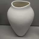 White Ceramic Vase - Large 11.8 Inch Tall Floor Vase for Centerpieces, Farmhouse Flower Vases, Rustic Minimalist Home Decor for Living Room, Enterway, Wedding (Sandstone White)