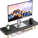 Monitor Stand Riser, 24 Inch Wood Desk Organizer with Monitor Stand & Storage Computer Monitor and Laptop Riser Multifunctional Laptop Stand Desk Organizer for Office Home Screen/Laptop/PC (Black)
