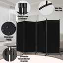 Room Divider-Folding Privacy Screens, 6 ft Partition Room Dividers Wall for Separation, Home, Office, Classroom, Studio (Black, 4 Panel)