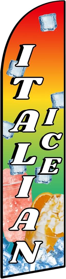 Italian Ice Advertising Feather Flag 11.5x2.5FT Feather Swooper Flag For Businesses Offices Retailers Dealerships Outdoor Events Promotion (ITALIAN ICE)