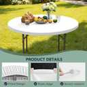 Fitted Round Table Cover with Elastic - 2 Pack White Round Tablecloths 60 Inch, Windproof & Non-Slip Dining Circle Table Protector for Outdoor Picnic, Party, Event
