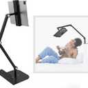 Phone and Tablet Holder for Bed,Sofa and Desk Dual Use-Weight Base, Adjustable Arm Stretchable Stand, Compatible with iPad mini Air Pro, Galaxy Tab, Kindle, Switch, Phone - Black