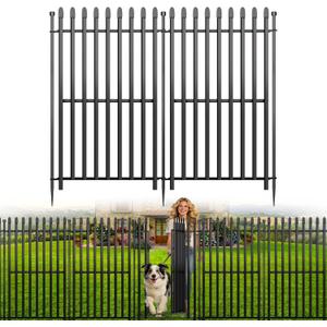 10 Panels No Dig Decorative Garden Fence with Gate, 40in(H) 22ft(L) Heavy-Duty Rustproof Metal Panels, Outdoor Dog Barrier for Yard & Patio, Landscape, Border| Portable Temporary Fencing