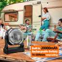 20000mAh Battery Powered Camping Fan, 58Hrs Rechargeable Portable Fan, 400LM Light, 360 Hook, Whisper Quiet Battery Operated Fan for Outdoor Car Travel Gear Essentials Power Outages Co-brand AMACOOL