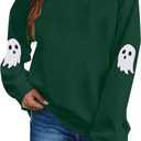 HEBBE Spooky Season Sweatshirts Halloween Ghost Sweatshirt Women - Halloween Graphic Crewneck Tops Casual Sweater (Small)