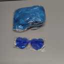 PLULON Blue Short Wavy Bob Wig Heart Sunglasses for Women, Neon Bob Funny Party Curly Wigs with Bangs Synthetic Hair Daily Hairpieces for Birthday Music Festival Stage Cosplay Costume Party Outfit