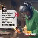 Jackson Safety Lightweight MAXVIEW Premium Face Shield - Mask with 370 Speed Dial Ratcheting Headgear, ANSI Z87.1, for Work, Grinding, Cutting - Anti Fog Coating - Clear Tint, 1 Count (Black)