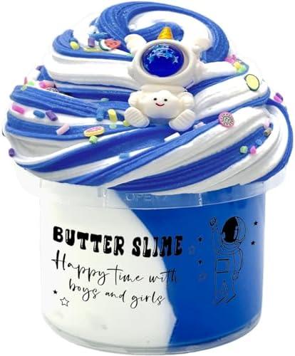 Pack of 2, Blue Butter Slime, Super Soft and Non-Sticky Slime, DIY Slime Kit for Girls Boys, Kids Party Favors Slime Putty Toy