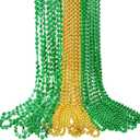 JOYIN 24 PCS St. Patricks Day Necklace Set, 8 Green and 8 Gold Bead Necklaces and 8 Green Shamrock Bead Necklaces, St Patrick Accessory Set, Irish Carnival Dress Up Party Favor Supplies