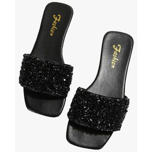 GORGLITTER Glitter Sandals Sparkly Sandals Casual Rhinestone Slides Bling Open Toe Sandals, Size 43