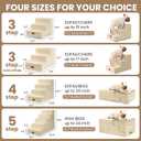Dog Stairs for Small Dogs & Cats, 3-Step Non-Slip Pet Steps for Couch Sofa and Chair, Beige, 13.6" H