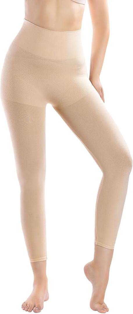 +MD Shapewear for Women Tummy Control Seamless High Waisted Light Compression Footless Tights Leggings (Large)