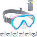 Vvinca Kids-Goggles with Nose Cover, Diving Mask Elastic Fabric Strap Anti Fog Anti Shattered Lens for Kids Swim Goggles 3-14 (09-Pink/Blue)