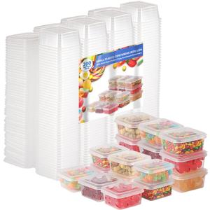 4 oz Plastic Containers with Lids(200 Pack)Condiment Containers with Lids, Portion Cups, Jello Shot Souffle Sauce Cups (Square)