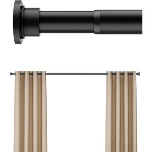 Heavy Duty Tension Curtain Rod by EZFurni, 35 to 76 Inches, Anti-Slip Spring Loaded Curtain Rods No Drilling, Apartment Renter-Friendly Tension Rod for Windows, Bathroom, Closet & Door, Black