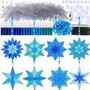 Winlyn 24 Sets Christmas Snowflake Suncatchers Ornaments Decorations DIY Window Paint Art Suncatchers Winter Crafts Painting Kits for Kids Classroom Activities Art Project Party Favors