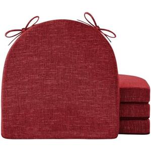 IPYNBAP Chair Cushions for Dining Chairs with Ties and Removable Cover, Dining Kitchen Chair Pads with Non-Slip Bottom, High-Resilience Indoor Seat Cushions, 16'' x 16'' x 2'', Set of 4, Red