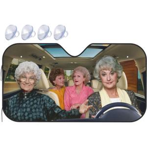 Golden Sisters Driving Car Windshield Sun Shade - Blocks Uv Rays Sun Visor Protector Sunshade to Keep Your Vehicle Cool | Car Accessories for Sun Glare, Heat | Fits Most Windshields Gifts
