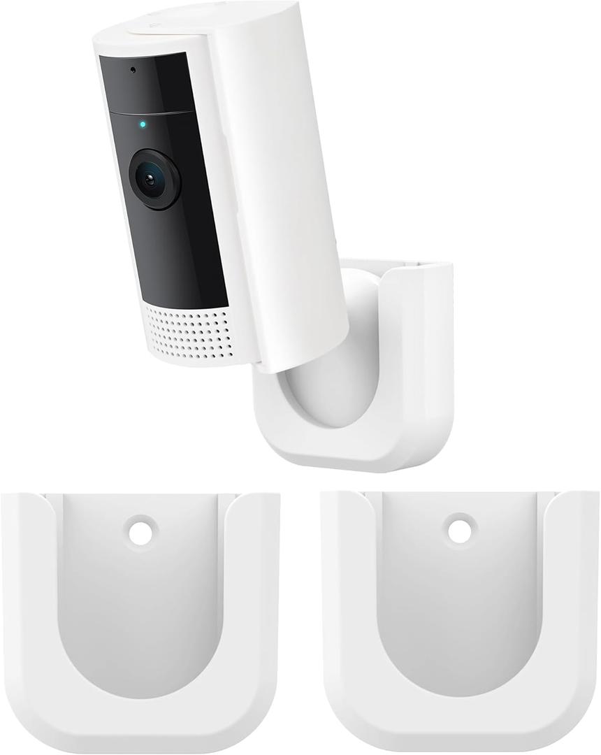 Adhesive Wall Mount Bracket for Indoor Cam, Strong Adhesive Durable Camera Mount Stand for Indoor Camera, Two Ways Installation Easy to Install (2 Pack,White)