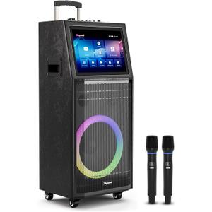 Karaoke Machine for Adults, with Lyrics Display, Smart Portable Big Bluetooth Speaker 2 Wireless Microphones, Professional Karaoke System 1000W Peak Power Big Bluetooth DJ Light